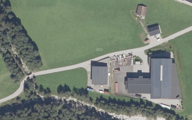 Luftbild von AVIA-Tankstelle Stock