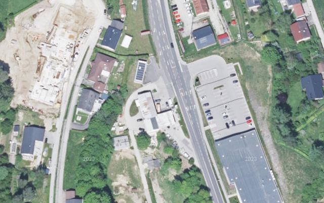 Luftbild von BP Tankstelle