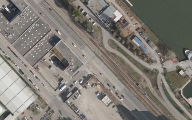 Luftbild von Yachthafen Marina Wien